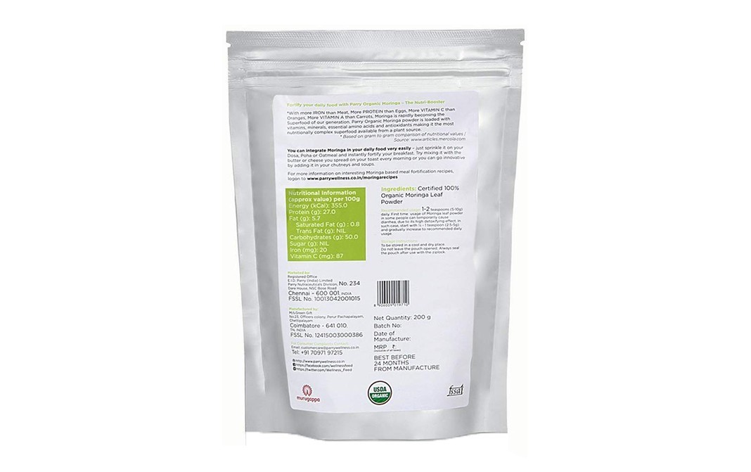 Parry's Organic Moringa    Pack  200 grams